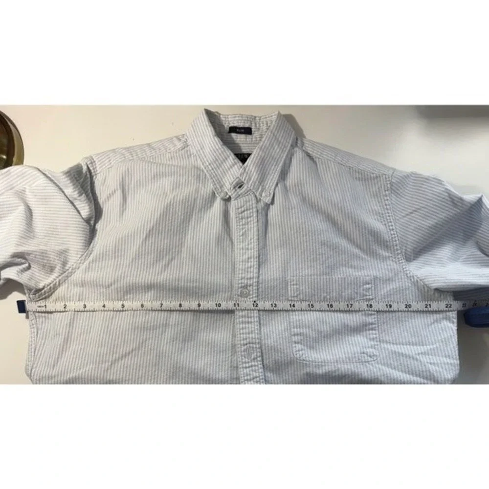 J.Crew Flex Oxford Slim Fit Pinstripe Button Down Shirt Mens Large‎